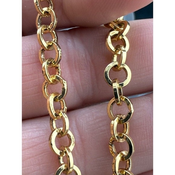 Layered Beaded Necklace Blue AB Gold Tone 26" - Picture 8 of 9